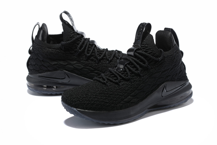 Men Nike Lebron James 15 Low All Black Shoes